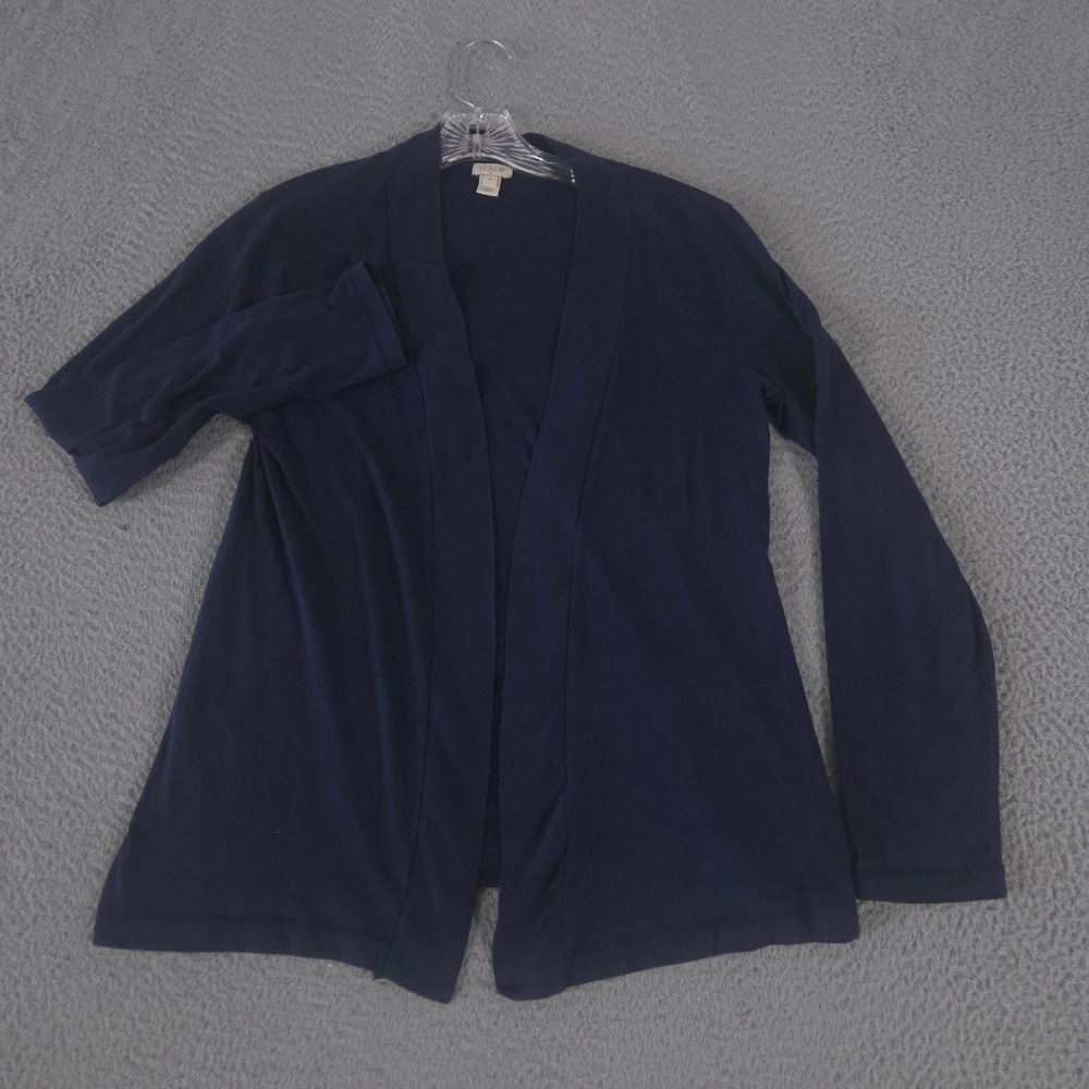 J.Crew Sweater Womens M Navy Blue Cotton Blend Open Front Jersey Knit Cardigan